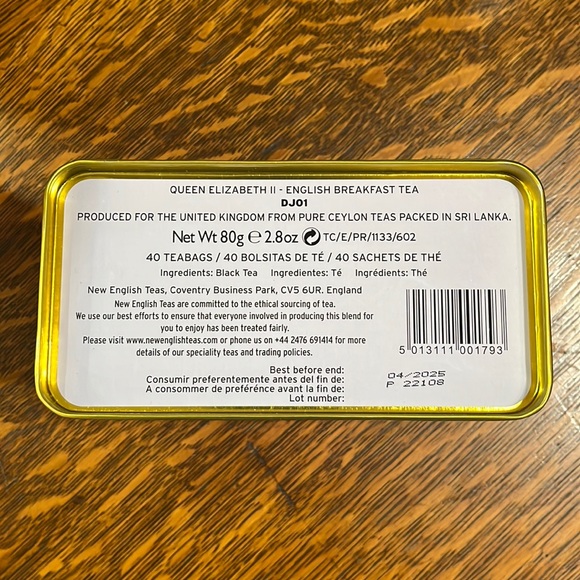 🇬🇧 QUEEN ELIZABETH II ENGLISH BREAKFAST TEA Sealed Tin w/ 40 English teabags ✨ - Picture 9 of 13